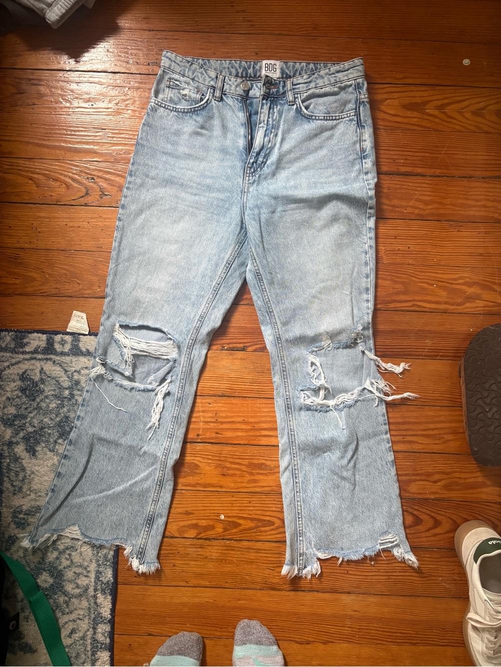 BDG Light Blue Flared Distressed Jeans